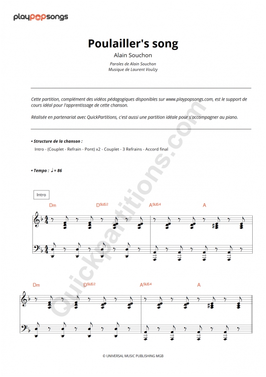Poulailler's song Course Material - PlayPopSongs