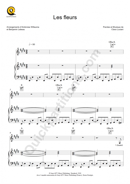 Les fleurs Piano Sheet Music - Clara Luciani