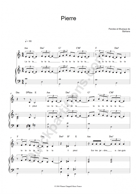 Pierre Piano Sheet Music - Barbara