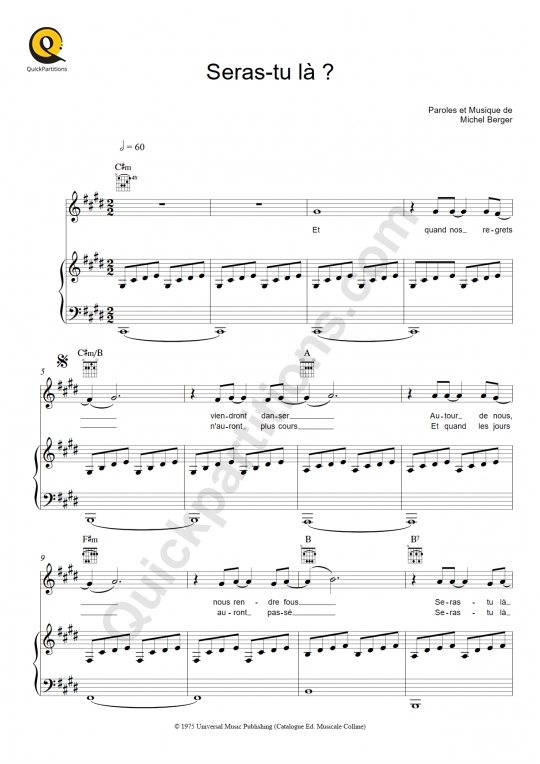 Seras-tu là ? Piano Sheet Music - Maëlle