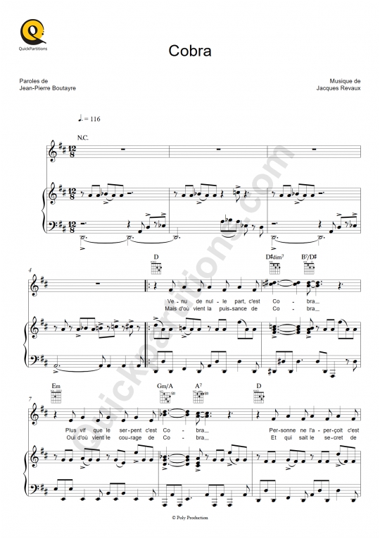 Cobra Piano Sheet Music - Olivier Constantin