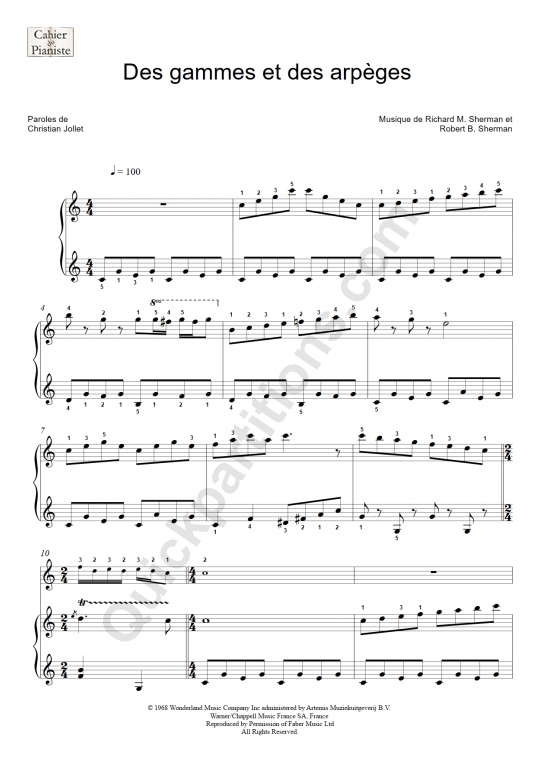 Support de cours Des gammes et des arpèges  - Le Cahier du Pianiste