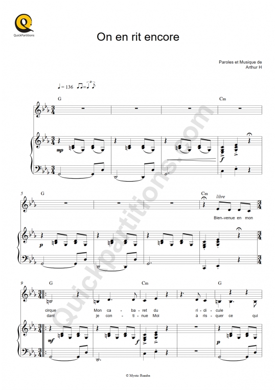 On en rit encore Piano Sheet Music - Arthur H
