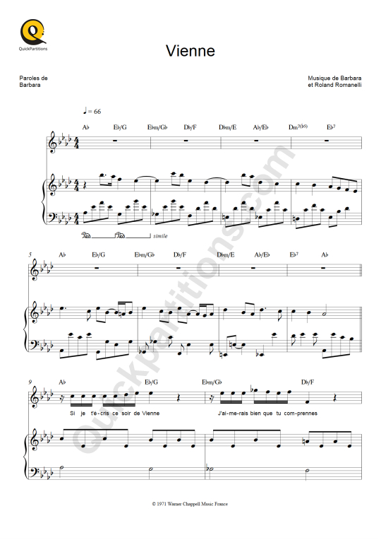 Partition piano Vienne - Barbara