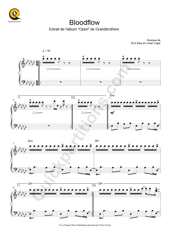 Bloodflow Piano Sheet Music - Grandbrothers