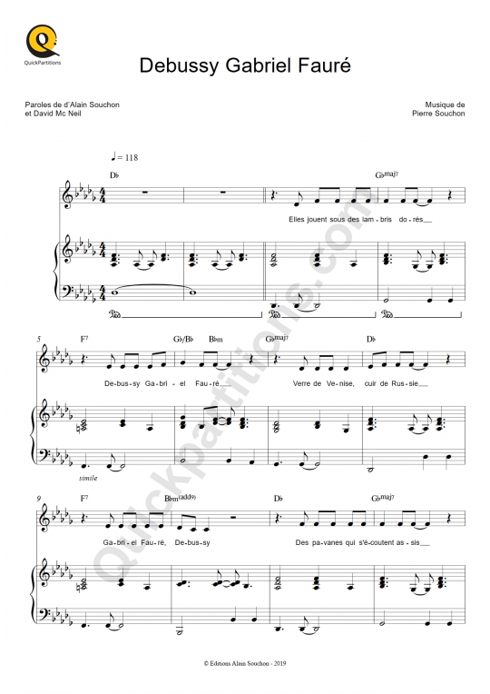 Debussy Gabriel Fauré Piano Sheet Music - Alain Souchon