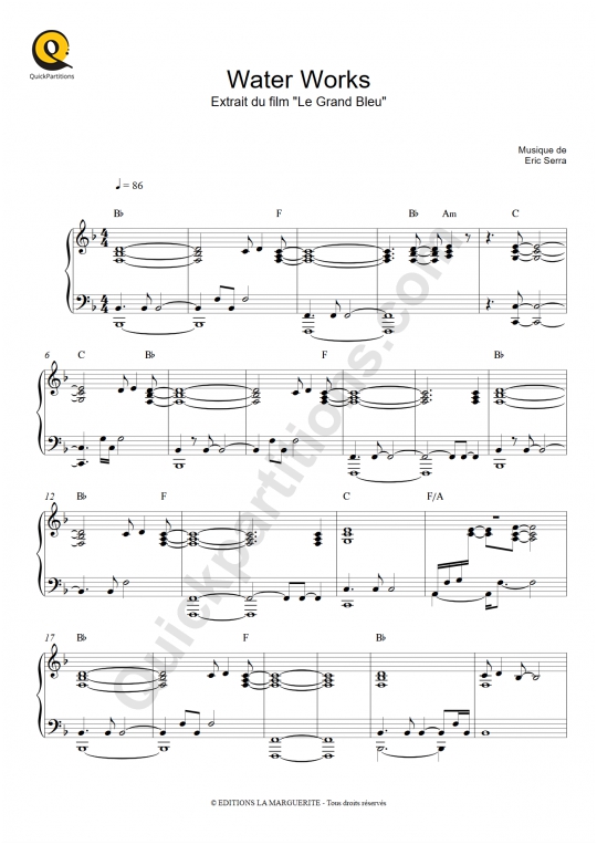 Water Works Piano Solo Sheet Music from Eric Serra