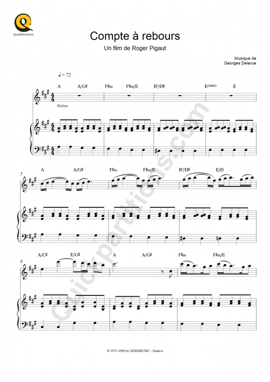 Compte à rebours Piano and Solo Instrument Sheet Music - Georges Delerue
