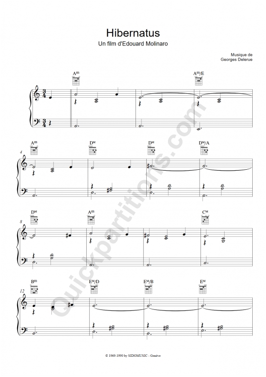Partition piano Générique - Peau d'Ane (Partition Digitale)