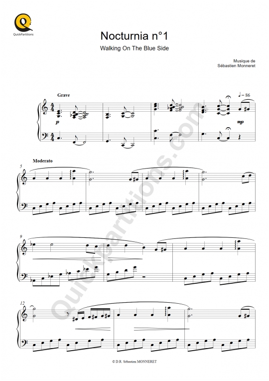 Partition piano Nocturnia n°01 - Sébastien MONNERET