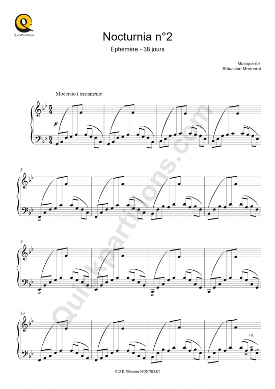 Partition piano Nocturnia n°02 - Sébastien MONNERET