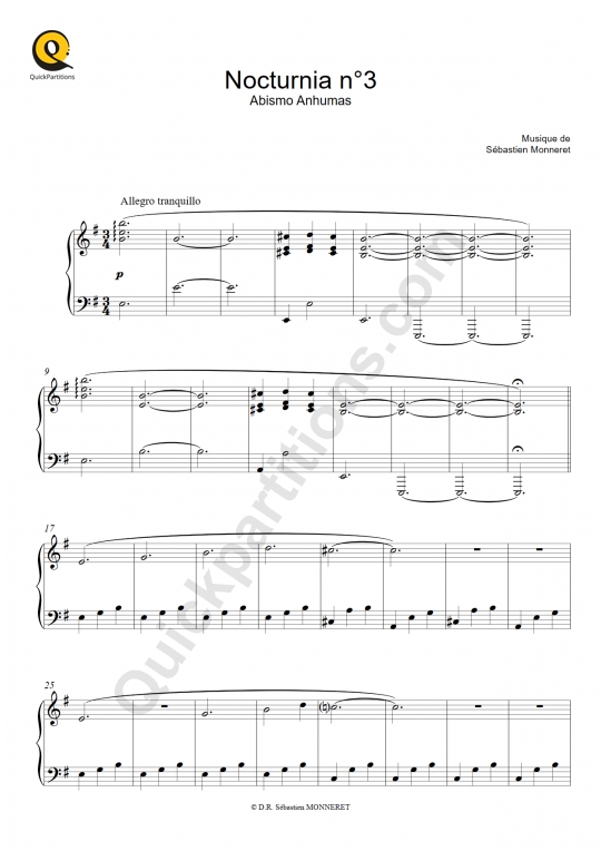 Partition piano Nocturnia n°03 - Sébastien MONNERET