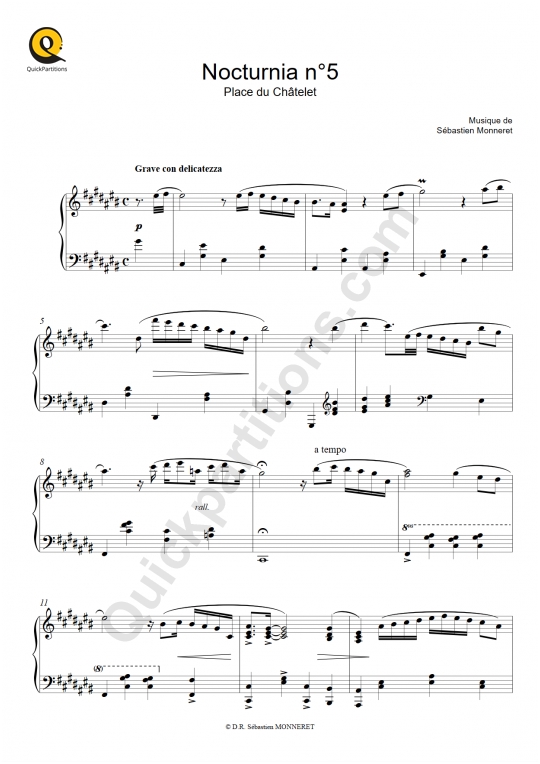 Partition piano Nocturnia n°05 - Sébastien MONNERET