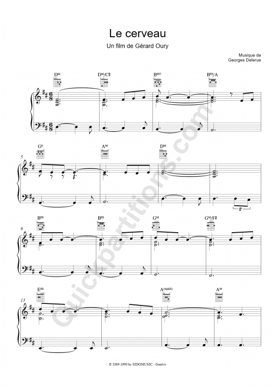 Le cerveau Piano Sheet Music - Georges Delerue