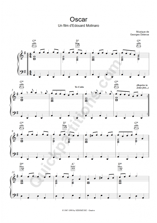 Oscar Piano Sheet Music - Georges Delerue