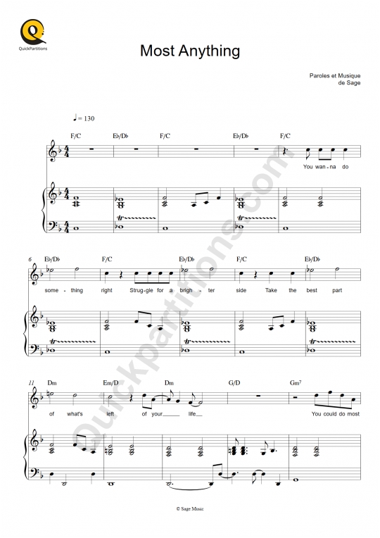 Most Anything Piano Sheet Music - Sage