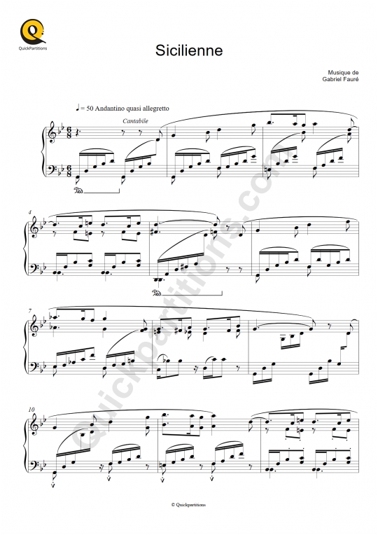 Partition piano Sicilienne - Gabriel Fauré