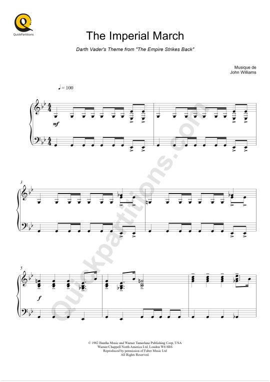 The Imperial March (Star Wars) Piano Sheet Music - John Williams