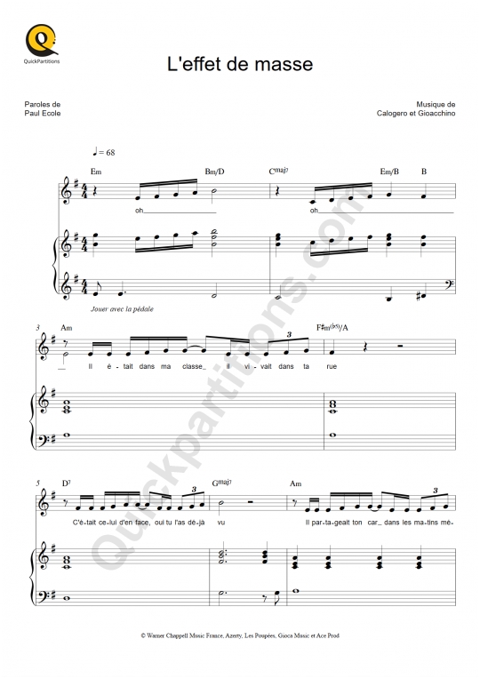 L'effet de masse Piano Sheet Music - Maëlle