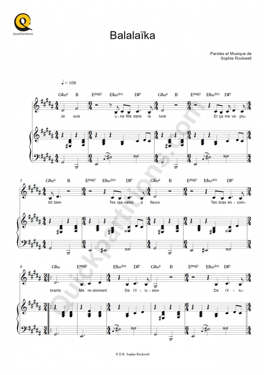 Partition piano Balalaïka de Sophie Rockwell