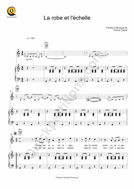 La robe et l'échelle Piano Sheet Music - Francis Cabrel