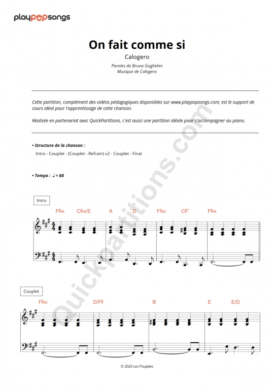 Support de cours On fait comme si - PlayPopSongs
