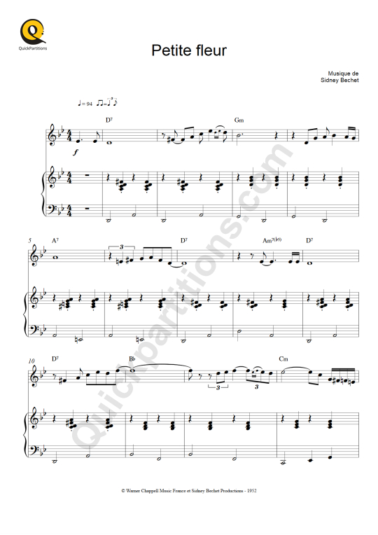 Partition piano Petite fleur - Thomas Dutronc