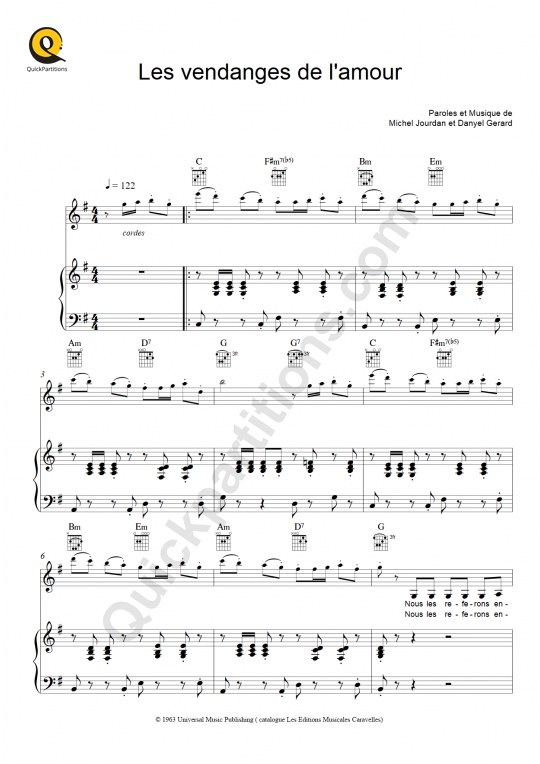Les vendanges de l'amour Piano Sheet Music - Marie Laforêt