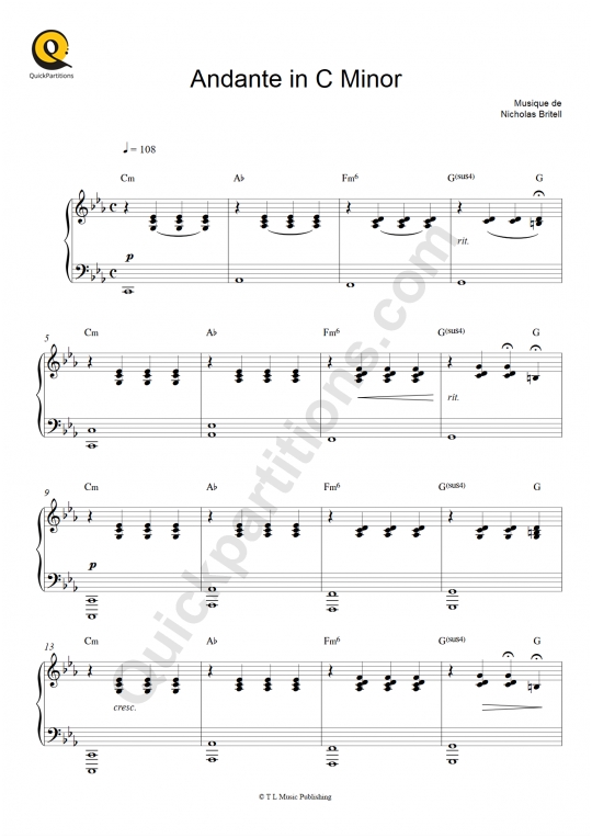 Partition piano Andante in C Minor (Succession) - Nicholas Britell