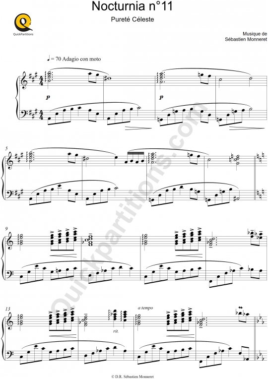 Nocturnia n°11 Piano Sheet Music - Sébastien MONNERET