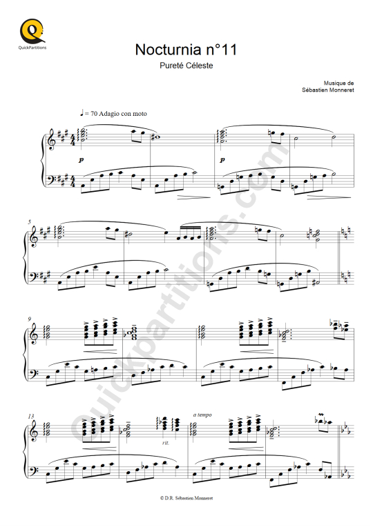 Partition piano Nocturnia n°11 - Sébastien MONNERET