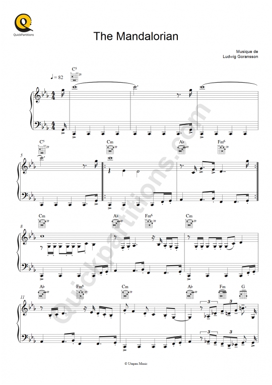 Partition piano The Mandalorian - Ludwig Goransson