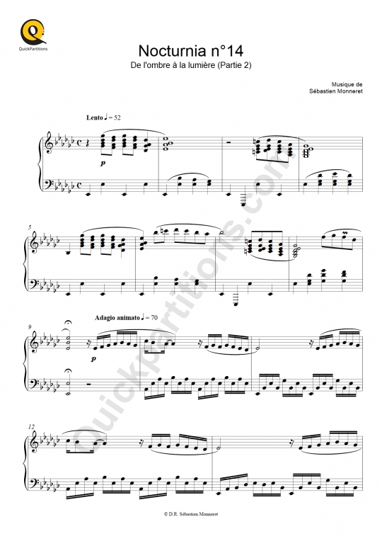 Nocturnia n°14 Piano Sheet Music - Sébastien MONNERET