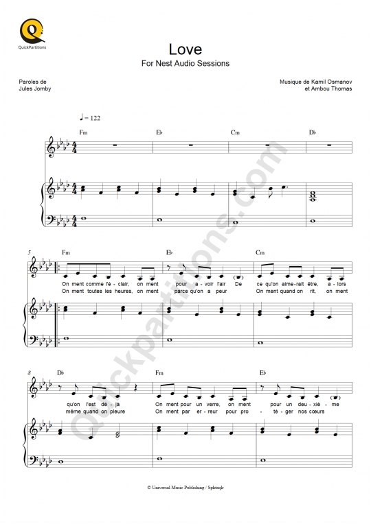Love (For Nest Audio Sessions) Piano Sheet Music - Louane
