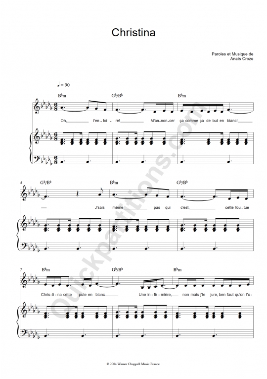 Partition piano Christina - Anais