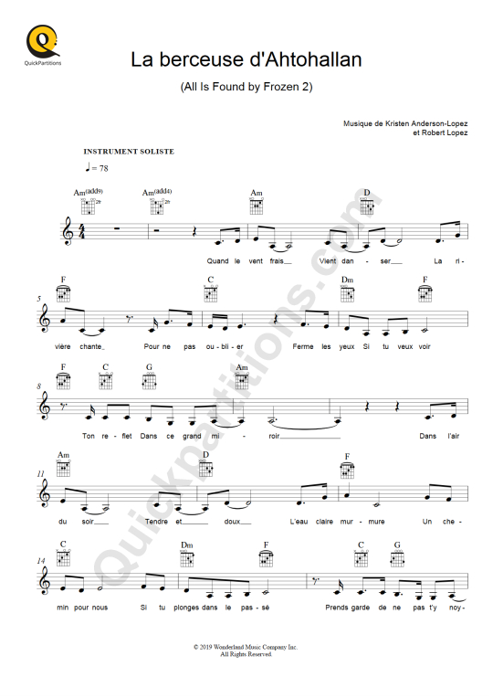 Partition pour Instruments Solistes La berceuse d'Ahtohallan - La