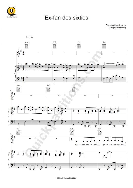 Partition piano Ex-fan des sixties - Jane Birkin