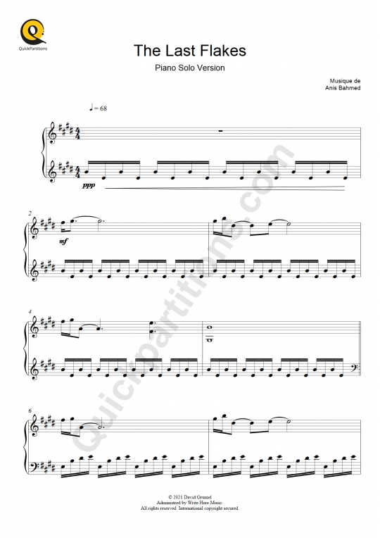 Partition piano The Last Flakes - Anis Bahmed