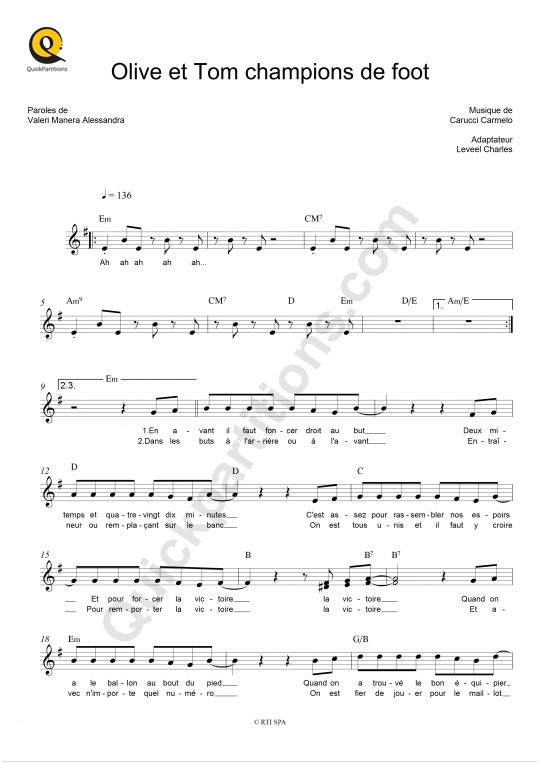Partition pour Instruments Solistes Olive et tom champions de foot - Jean-Claude Corbel