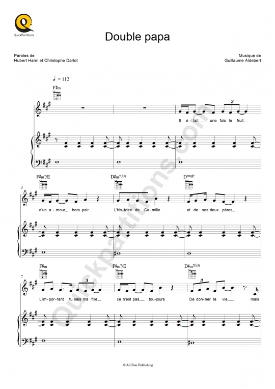 Partition piano Double papa - Aldebert