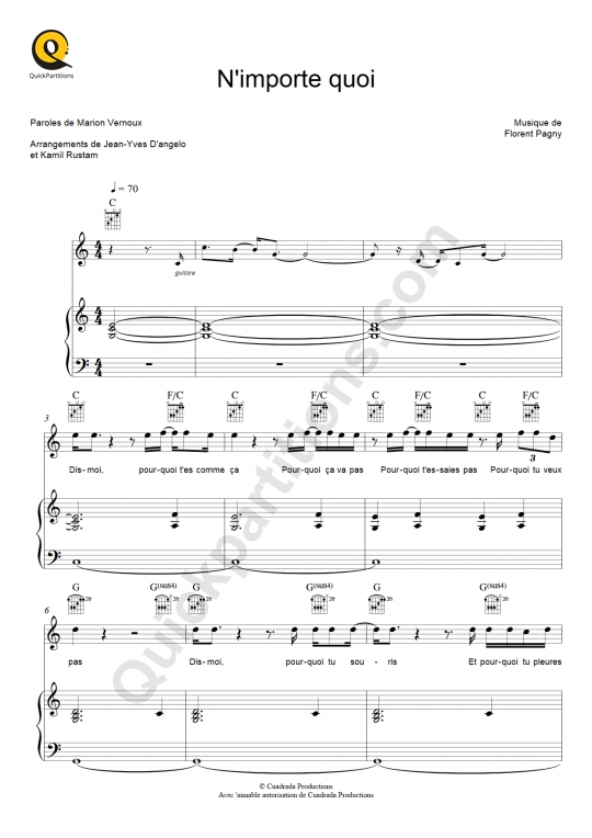 N'importe quoi Piano Sheet Music - Florent Pagny