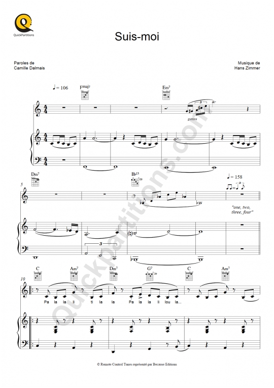 Suis-moi Piano Sheet Music - Le Petit Prince