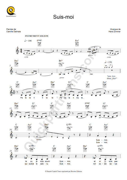 Partition pour Instruments Solistes Suis-moi - Le Petit Prince