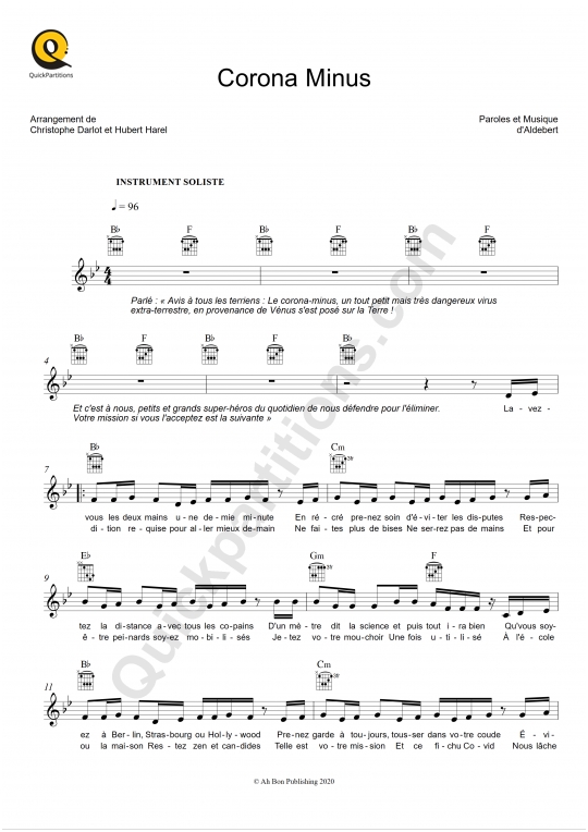 Corona Minus Leadsheet Sheet Music - Aldebert