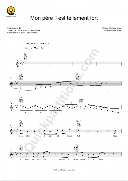 Partition pour Instruments Solistes Mon père il est tellement fort - Aldebert