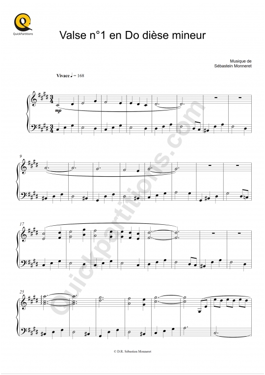 Partition piano Valse n°1 en Do dièse mineur - Haley Myles