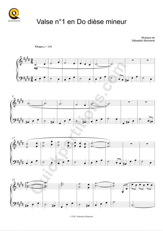 Partition piano Valse N°1 en Do dièse mineur - Haley Myles