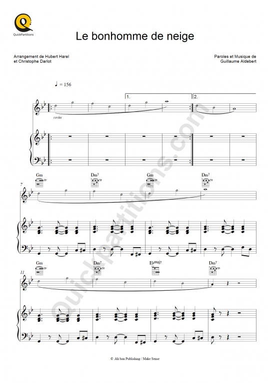 Le bonhomme de neige Piano Sheet Music - Aldebert