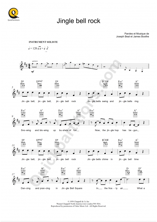 Jingle Bell Rock Leadsheet Sheet Music - Bobby Helms