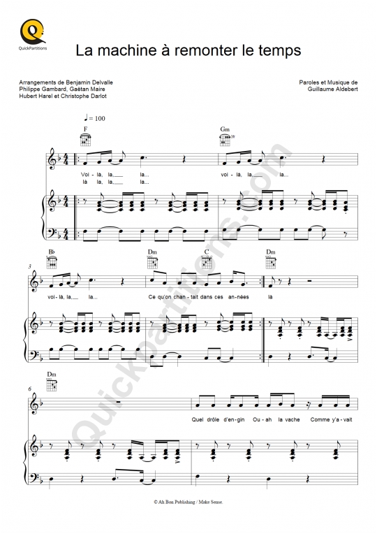 La machine à remonter le temps Piano Sheet Music - Aldebert